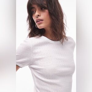 Topshop Ivory Pointelle Crop Top